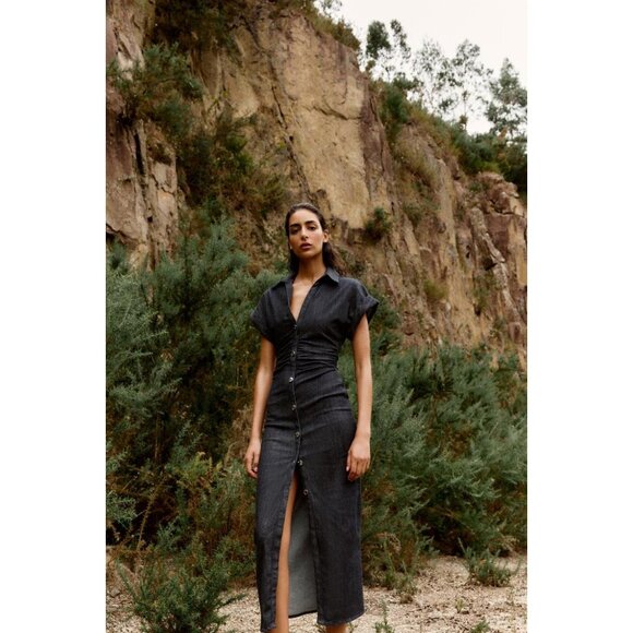 ZARA Z1975 MIDI DENIM DRESS - Picture 1 of 8